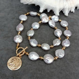 Golden Coin Baroque Pearl Necklace - AfterAmour