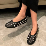 Studded Leather Flats - AfterAmour