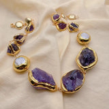 Amethyst Pearl Chain Necklace - AfterAmour