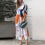 Loose Brushstroke Print Dress - AfterAmour