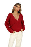 Sweater Women's Solid Color Long Sleeve Knitted Top  Autumn/Winter New V-neck Sweater Women