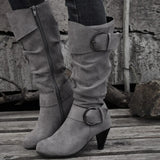 Belt Buckle High Heel Boots