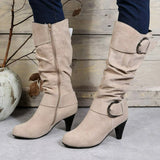 Belt Buckle High Heel Boots
