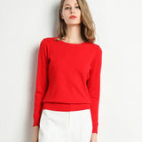 Women's Slim O-Neck Cashmere Wool Blend Sweater