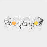 Sea Glass Accented Metal Octopus Cluster Stretch Bracelet