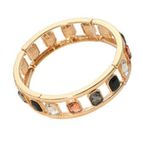 Emerald Cut Stone Embellished Open Frame Stretch Bracelet