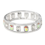 Emerald Cut Stone Embellished Open Frame Stretch Bracelet