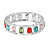 Emerald Cut Stone Embellished Open Frame Stretch Bracelet