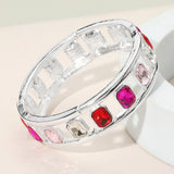 Emerald Cut Stone Embellished Open Frame Stretch Bracelet
