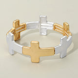 Women's Worn Metal Cross Stretch Bracelet