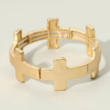 Women's Worn Metal Cross Stretch Bracelet