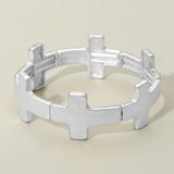 Women's Worn Metal Cross Stretch Bracelet