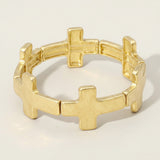 Women's Worn Metal Cross Stretch Bracelet
