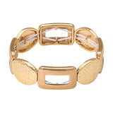 Chunky Geometric Metal Beaded Stretch Bracelet