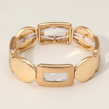 Chunky Geometric Metal Beaded Stretch Bracelet