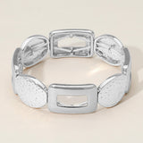 Chunky Geometric Metal Beaded Stretch Bracelet