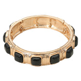 Square Bead Embellished Hammered Metal Stretch Bracelet