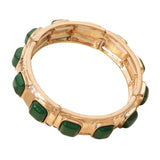 Square Bead Embellished Hammered Metal Stretch Bracelet