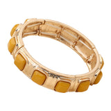 Square Bead Embellished Hammered Metal Stretch Bracelet