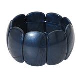 Bold Resin Wide Rectangular Panel Beaded Stretch Bracelet