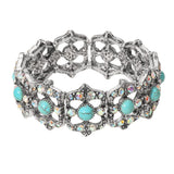 Stone Accent Rhinestone Embellished Vintage Inspired Stretch Bracelet