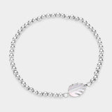 Leaf Accented Metal Ball Stretch Bracelet