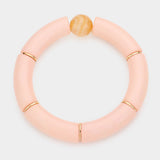 Round Bead Accented Resin Stretch Bracelet