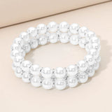 Double Row Pearl Beaded Stretch Bracelet
