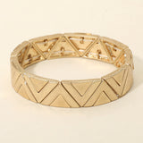 Worn Metal Geometric Triangle Beaded Stretch Bracelet