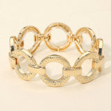 Textured Metal Ring Link Stretch Bracelet