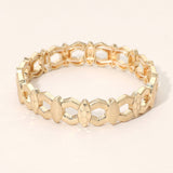 Metal Geometric Link Beaded Stretch Bracelet