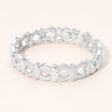 Metal Geometric Link Beaded Stretch Bracelet