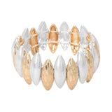 Bold Hammered Metal Marquise Beaded Stretch Bracelet