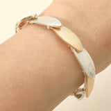 Textured Metal Oval Overlapped Beaded Stretch Bracelet