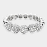 Rhinestone Embellished Metal Dome Stretch Bracelet