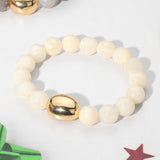 Marbled Resin Ball Beaded Stretch Bracelet