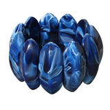 Bold Marbled Oval Penal Beaded Stretch Bracelet