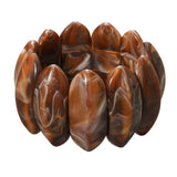 Bold Marbled Oval Penal Beaded Stretch Bracelet