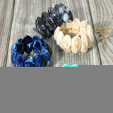 Bold Marbled Oval Penal Beaded Stretch Bracelet