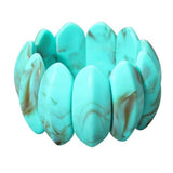 Bold Marbled Oval Penal Beaded Stretch Bracelet