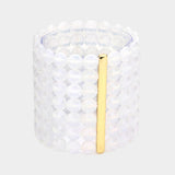 7Rows Wide Faceted Round Beaded Stretch Bracelet