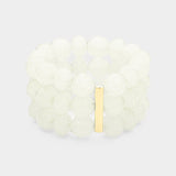 3Rows Faceted Beaded Ball Stretch Bracelet