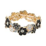 Stone Center Floral Enamel Stretch Bracelet