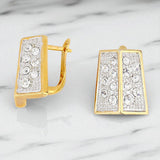 Rhinestone Embellished Angled Metal Earrings