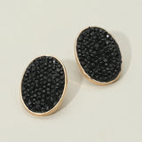 Rhinestone Embellished Oval Stud Earrings