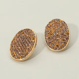 Rhinestone Embellished Oval Stud Earrings