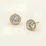 14K Gold Dipped Imperial Shine CZ Halo Stud Earrings