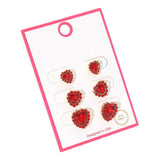3Pairs - Gold Dipped Heart Halo Stud Earring Set