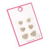 3Pairs - Gold Dipped Stone Pave Heart Stud Earring Set