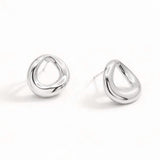 White Gold Dipped Modern Organic Ring Stud Earrings